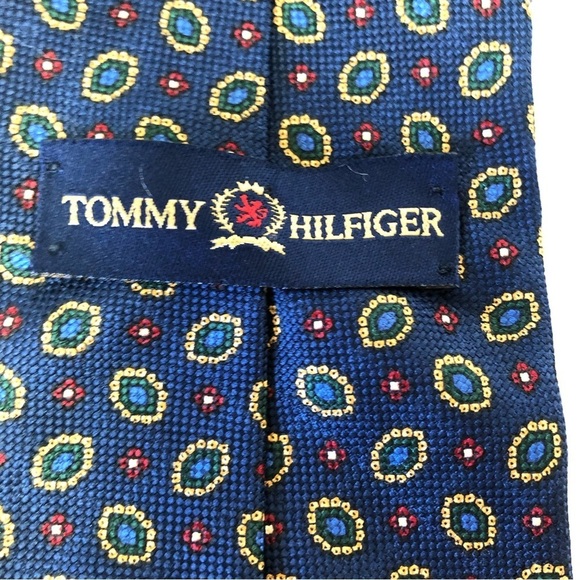 TOMMY Hilfiger Silk Blue/Red/Yellow Tie - Picture 3 of 6